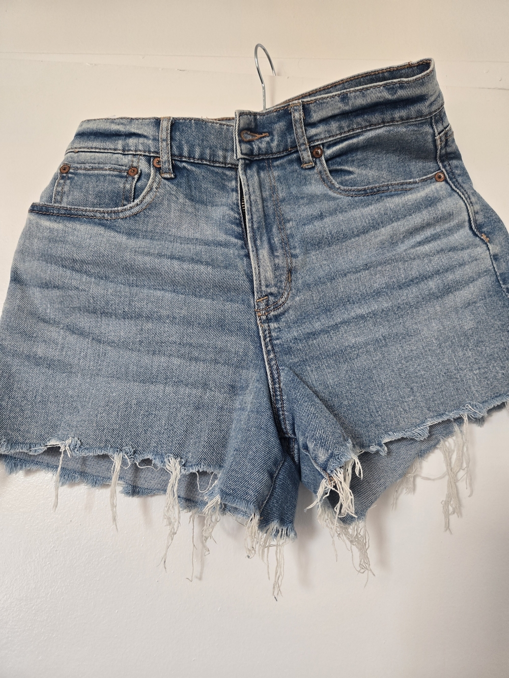 American Eagle Outfitters Light Blue Distressed Denim Cutoff Shorts